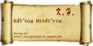 Kőnig Hilária névjegykártya